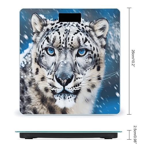 Blue Eyed Snow Leopard Weight Scale Large Bathroom Scales Digital Weight with Bright LED Display Non Slip Automatic Weighing Scale Fashion Weighing Machine for Body