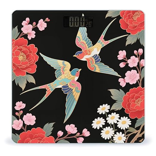 Two Colorful Flying Birds Weight Scale Cute Bathroom Scale for Body Highly Accurate Digital Weighing Machine for People Compact LCD Display Scales with Sturdy Toughened Glass Scales