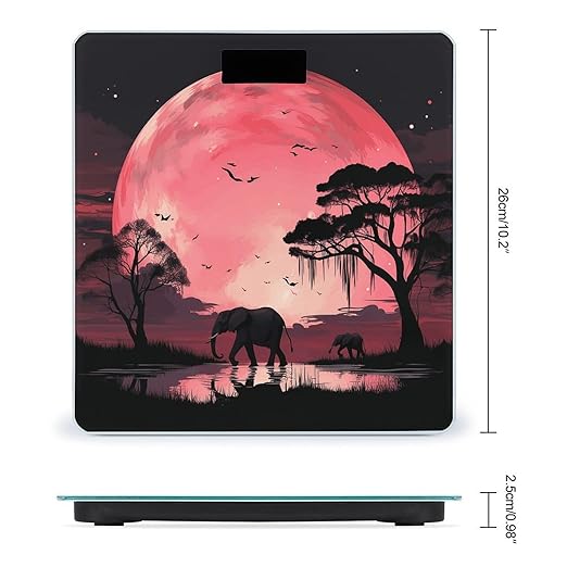 Pink Moon ElephantScale for Body Weight with LCD High Precision Weighing Scales Fashion Sturdy Tempered Glass Weight Scales Easy-to-Read Digital Bathroom Scale for Daily 400lb