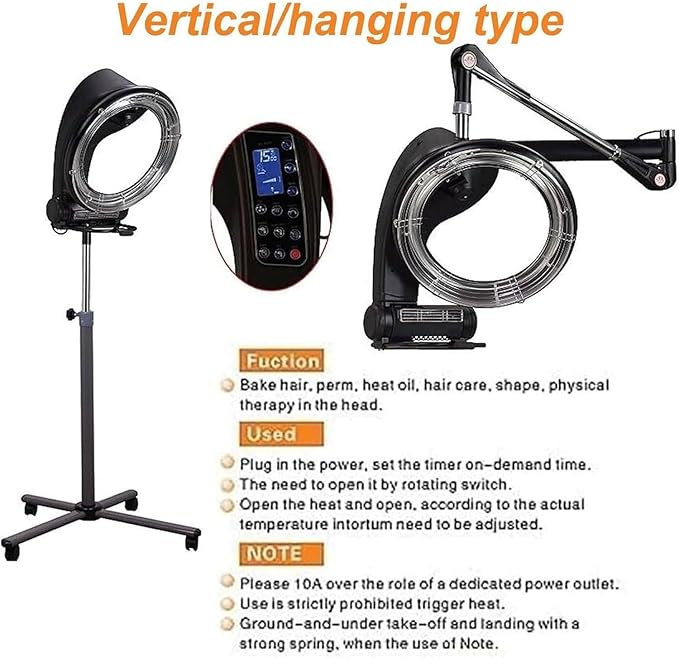 Professional Salon Hair Dryer Orbiting Hair Dryer Color Treatment Hair Processor Perm Semicolor Styling Machine 3 Functions + 6 Modes for Color Processor Salon SPA Home Hair CareWallMounted