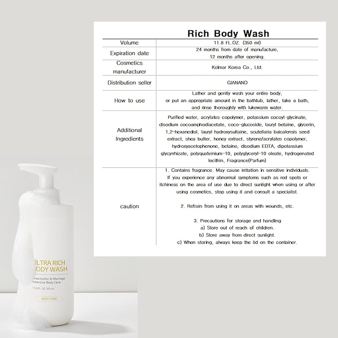 Moisturizing &amp Refreshing soft Foaming Body Wash For A.t.o.m.y Rich Body Wash 11.8 fl oz (350ml) /1 Body sponge