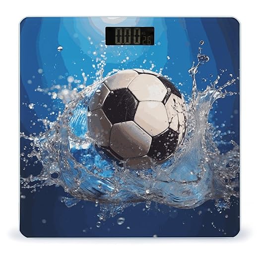 Soccer Ball Water Scale with LCD Easy-to-Read Anti-Slip Weight Digital Bathroom Scale Precision Weighing Scales Sturdy Tempered Glass Body Weight Scales for Daily Use