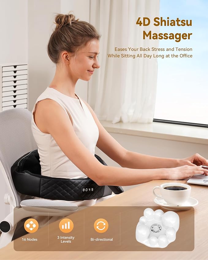 KNQZE Shiatsu Cordless Neck and Back Massager with Heat Rechargeable Neck and Shoulder Massager 4D Deep Tissue Kneading Massage for Leg Full Body Muscle Pain Relief 2026 Upgraded Ergonomic Design