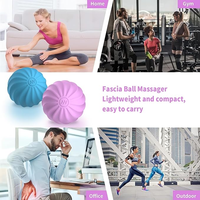 2.5 Mini Massage Ball 10 Speeds Vibrating Massage Roller Ball for Palm Hand Foot Leg Neck Back Trigger Point Muscle Therapy Ball for Myofascial Release Plantar Fasciitis Relief (Purple)