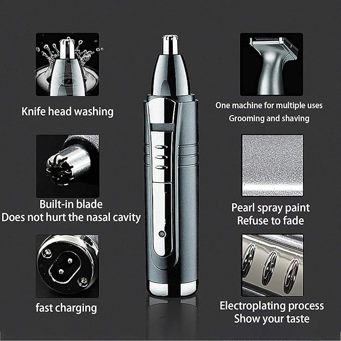 Nose and Ear Hair Trimmer – Painless Precision Tool with Rechargeable Battery Wet/Dry Easy to Clean