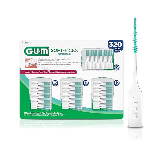 GUM Soft-Picks Original Easy to Use Dental Picks for Teeth Cleaning and Gum Health Disposable Interdental Brushes with Convenient Carry Case Dentist Recommended Dental Picks 320 Count