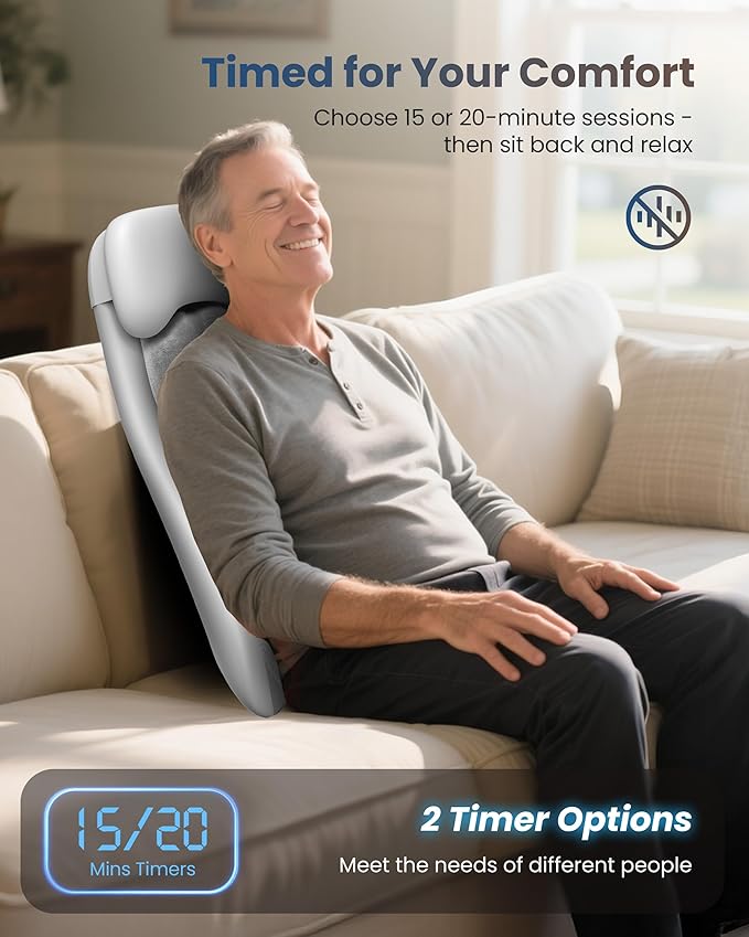 COMFIER Cordless Back Massage Chair Pad with Multi Functions 2D/3D/Mix Shiatsu Neck and Back Massager with Heat Chair Massager for Home Office Indoor/Outdoor Use