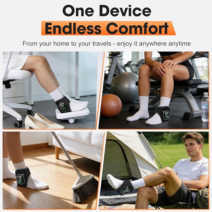 2PCS Cordless Foot and Ankle Massager with Heat Ankle Heating Pads Rechargeable Heated Foot Brace Wrap 3 Vibration and 4 Heating Modes