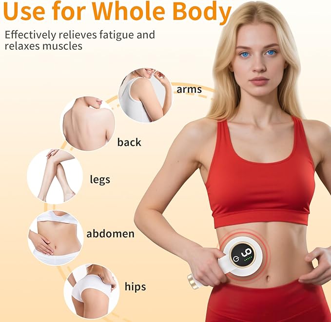 Handheld Body Massager Body Relaxing Machine Portable and Cordless Massager for Deep Relaxation 9 Modes for Body SPA 8 Massage Heads 1800mAh Battery Gift for Men Women White