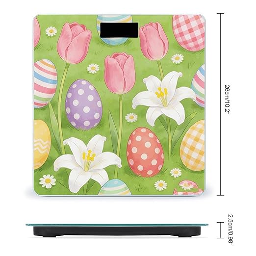 Easter Flower Smart Scale for Body Weight Digital Bathroom Scale Toughened Glass Weight Scale with Large LCD Backlight Display High Precision Scales Weighing Machine