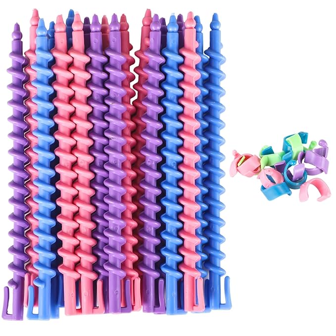 Long Hair Curling Kit With 100 Rods Plastic Styling Tools In Mixed Colors No-Heat Curlers For Soft Perm Waves And Diy Curls