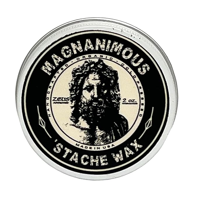 MAGNANIMOUS 'STACHE WAX (2 OZ) - ALEXANDEER SCENT (MAHOGANY COGNAC BLOOD ORANGE RED PEPPER SAGE BOURBON &amp SANDALWOOD) - THE BEST MEDIUM-TO-STRONG HOLD MUSTACHE WAX ON THE PLANET ZEUS APPRO