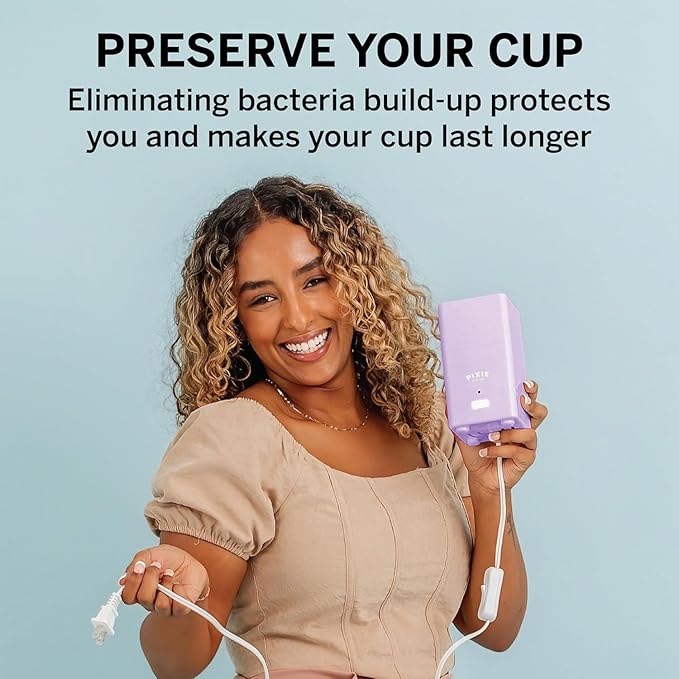 Pixie Menstrual Cup Sterilizer for Feminine Care - Ranked 1 for The Best Steamer - Kills 99.9% of Germs with Steam - Wash Your Period Disc or Cup in 3 Minutes! - Automatic Timing Shut-Off Switch