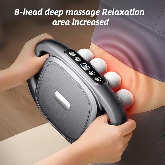 16-Drive 8-Head Massage Gun SetMassage Gun with 16 Attachments &amp Red Light Therapy - Quiet 8-Speed Muscle Massager for BackLegsFull Body Pain ReliefRecovery and Relaxation (Black-8)