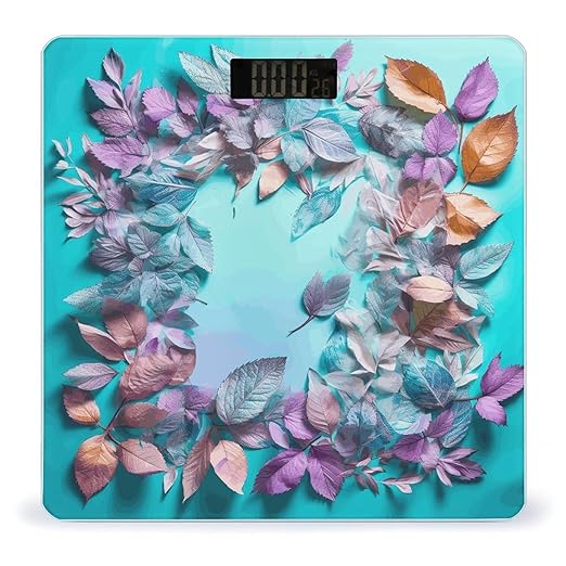 Leaves Scale for Body Weight Precision Bathroom Weighing Scales with Back Lit LCD Display Sturdy Tempered Glass Body Weight Scales Digital Bathroom Scale 400lb