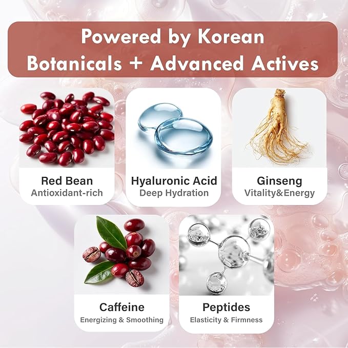 Korean Red Bean Body Wash - Hydrating Exfoliating Shower Gel with Peptides &amp Hyaluronic Acid for Smooth Sensitive Skin Women &amp Men - Vegan &amp Cruelty-Free - 8.45 fl oz