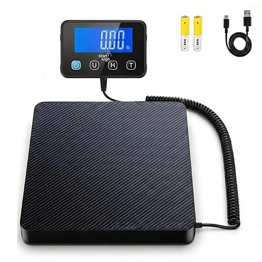 Smart Weigh Digital Postal Shipping Scale 220 lb Capacity 0.1 oz Readability Hold &amp Tare Function Includes Batteries &amp USB-C Large LCD Display