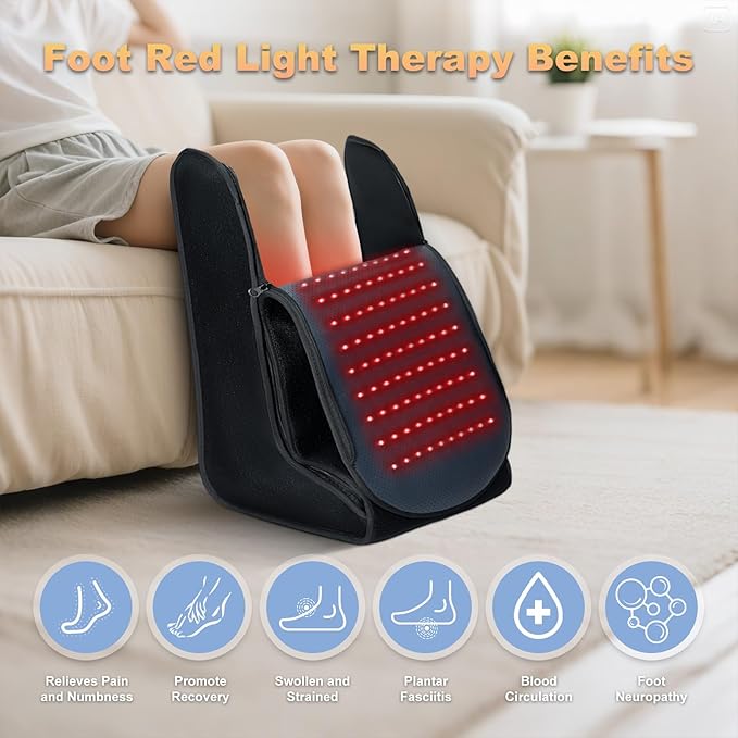 Red Light Therapy Device for Feet Knees Ankles &amp Legs – 2026 Upgraded 4 Therapy Modes 5 Intensity Levels 10–90 Min Timer Red &amp Infrared Light Therapy for Home &amp Travel Use (13.8 × 10