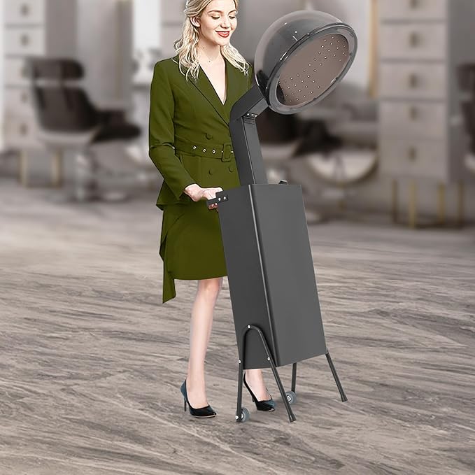 Hooded Conditioning Hair Dryer 1200W Professional Salon Hair Dryer Bonnet with Wheels 60 Minute Timer and 3-Setting Temperature Control Angle Adjustable Downdraft Hood for Beauty Salons Spa Home