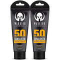 Warrior SPF 50 Sunscreen Lotion (2 Pack) - Reef Safe Unscented Lotion Water Resistant - 3 Fl. Oz Each - Carabiner Clip for Travel Products and More