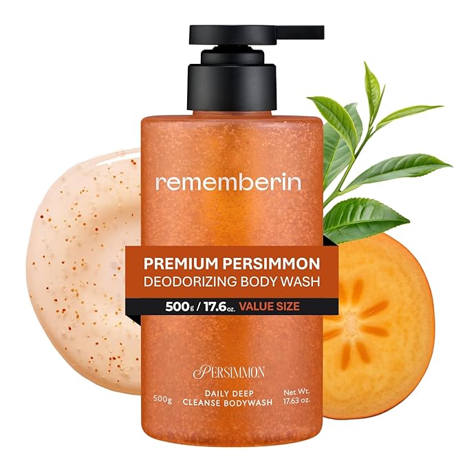Body Wash for Aging Body Odor &amp Nonenal – Korean Fermented Persimmon Extract Reduces Body Odor up to 92.3% CICA &amp Ceramide for Sensitive Skin Sulfate-Free (17.6 oz / 500g)