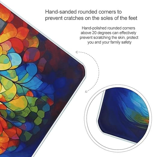 Colorful Tree of Life Scale for Body Weight Safe Rounded Corners Tempered Glass Digital Bathroom Scale LED Display 400lb Capacity Weight Scales with High Precision Sensors