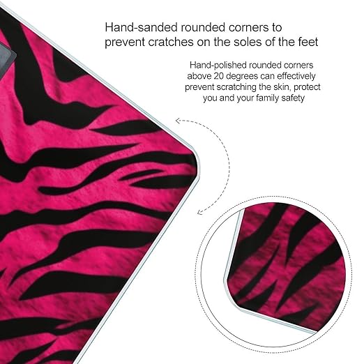 Zebra Tiger Leopard Pink Scale for Body Weight Highly Accurate Digital Bathroom Scale Sturdy Tempered Glass Weighing Scales with LCD Display Fashion Body Fat Smart Scales 400lb