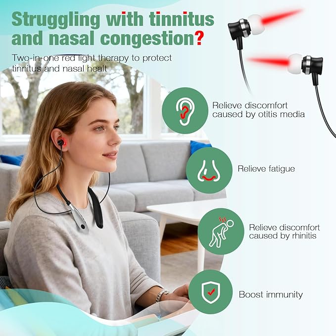 Upgraded 2-in-1 Red Light Wellness Device for Nose &amp Ear – 650nm LED Wearable with Red Light TherapyAuto Timer Supports RechargeableEar ComfortDaily Care