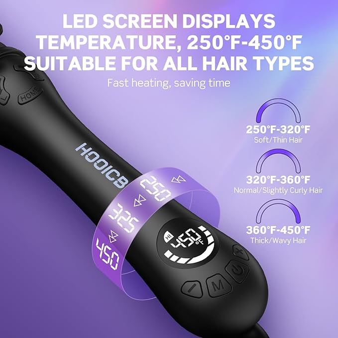 HOOICB Automatic Curling Iron 1 Hair Curler Tool with Negative Ion Function Ceramic Coating Fast Heating Suitable for All Hair Types