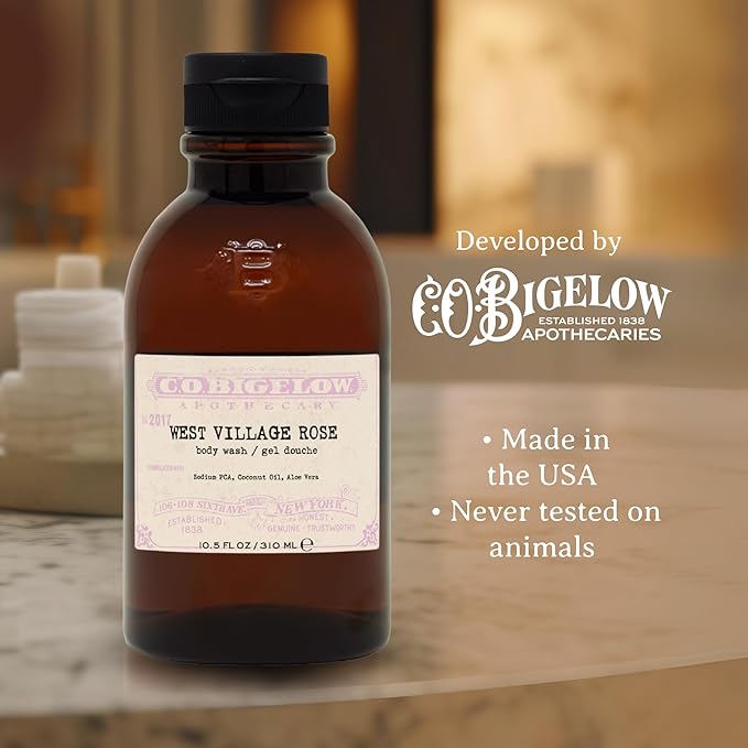 C.O. Bigelow West Village Rose Body Wash Iconic Collection Moisturizing Body Wash with Coconut Oil &amp Aloe Vera 10.5 Fl Oz