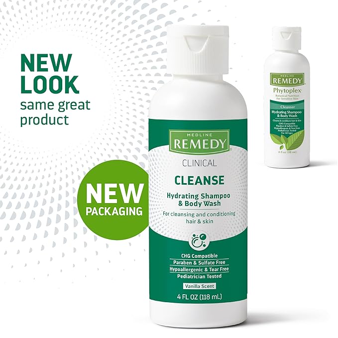 Medline Remedy Clinical Shampoo &amp Body Wash Gentle Cleansing Formula 4 oz. Moisturizing and Soothing Pack of 48