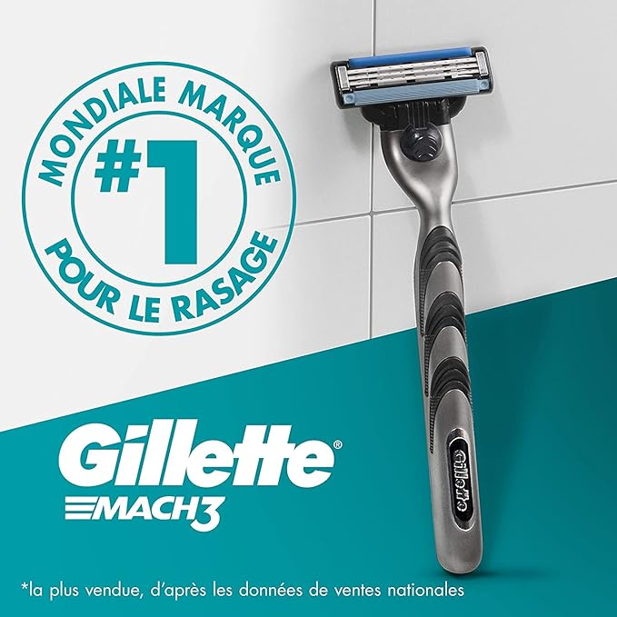 Gillette Mach3 Rasoir Pour Homme Rasoir À 3 Lames 1 Manche 7 Recharges De Lames Avec Manche En Acier Inoxydable