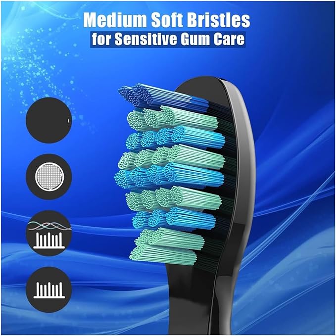 20Pcs Toothbrush Replacement Heads Compatible for SEAGO SG910/507/958/515/949/575/551(Black-20pcs)