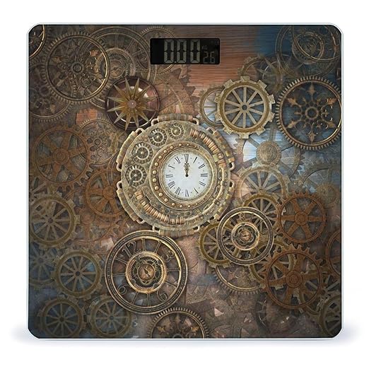 Rusty Steampunk Clock Scale for Body Weight Digital Bathroom Scale Precision Smart Weighing Scales with Clear LED Display Accurate High Precision Scales Weighing Machine