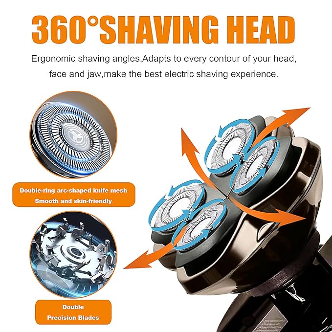 Replacement Blades Shaver PRO 4 Heads Compatible with Skull Head Shaver Electric Shaver Replacement Blade for Pitbull Butter flykiss pro &amp Palm for Bald Men (2 Pcs)