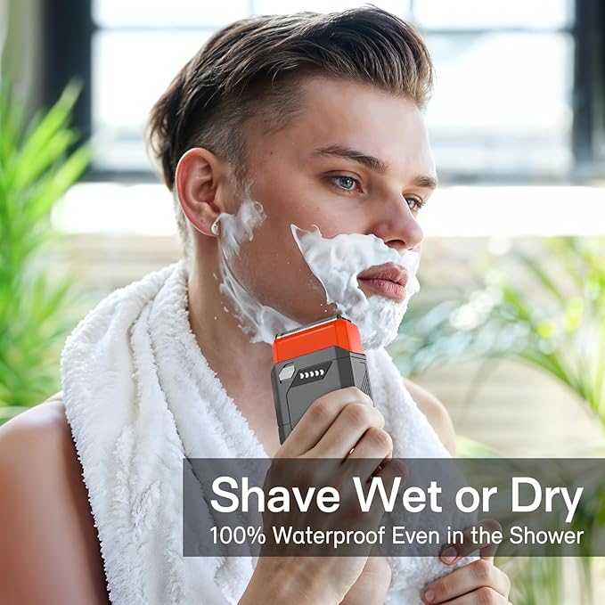 Foil Electric Shaver for Travel USB-C Fast Charging IPX7 Waterproof Cordless Razor Portable Face Shaver with Travel Case &amp Replacement Head Compact Men’s/Grooming Design