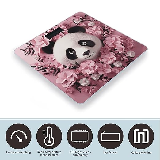 Pink Panda Scale for Body Weight Anti-Slip Digital Bathroom Scale Sturdy Toughened Glass Weighing Scales High Precision Safe Rounded Corners Smart Scales