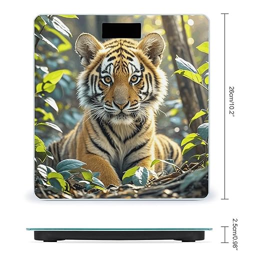 Jungle Tigers Cub Digital Bathroom Scale for Body Weight Weighing Scale with Backlit LCD Display High Precision Measurements &amp Measures Weight Up to 180kg