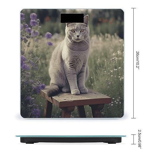 Digital Bathroom Scale for Body Weight Scale with Bright LCD Display High Accuracy Step-On Technology Auto On/Off Gray Cat in Flower Field Digital Scales 400 Lbs /180kg