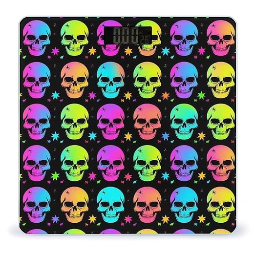 Women's Digital Bathroom Weighing Scale Automatic Switch Energy Saving Scale Smart Scale for Body Weight Neon Gothic Skulls