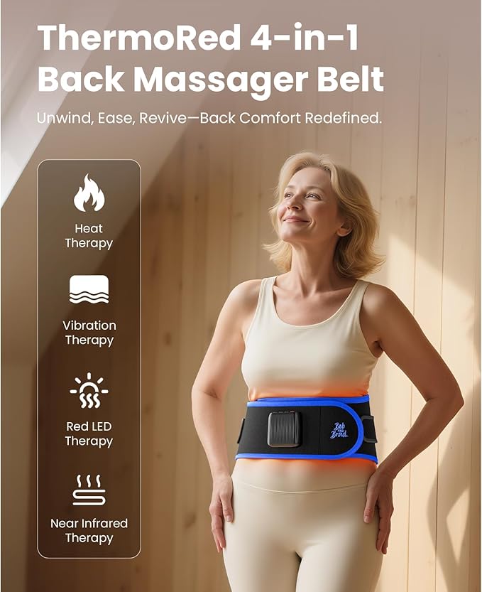 BOB AND BRAD Q2 Plus Mini Massage Gun with Heat+ ThermoRed Heating Pad Belt Massager for Lower Back Support