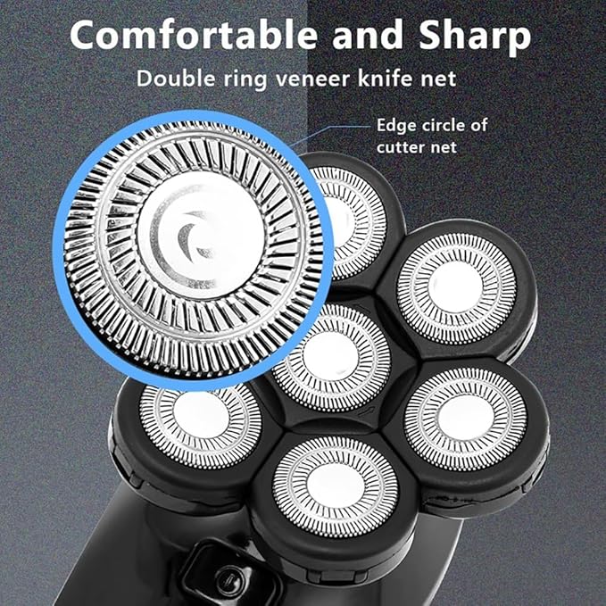 Head Shaver for Men 5 in 1 Shaver for Men 7D Independently 7 Cutter Floating Head Waterproof Electric Razor Multifunction USB Charge Trimmer
