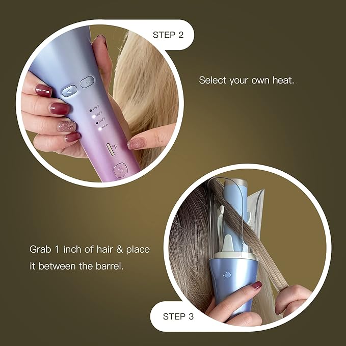 LENA Geniecurl Auto Hair Curler Ion Wrap Transparent Curling Wand with 1 Ceramic Ionic Barrel and Smart Anti-Stuck Sensor Pro Styling Tool for Long and Medium Length Hair