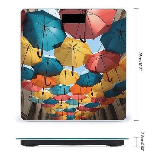 Colored Umbrellas Bathroom Scale Large LCD Backlight Display Digital Scale Rounded Corners Body Scales Automatic Power On/Off Bathroom Scales for Home Bedrooms