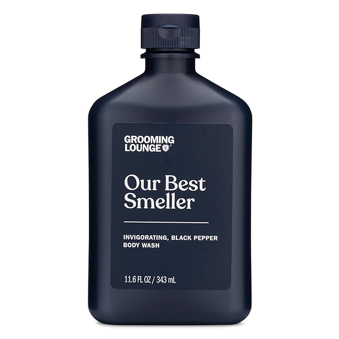 Grooming Lounge Our Best Smeller Body Wash - Moisturizing Clarifying Foaming Shower Scrub - Fresh Classic Suave Fragrance of Acai Aloe Vera Seaweed and Black Pepper - Dry Skin Defense - 11.5 oz