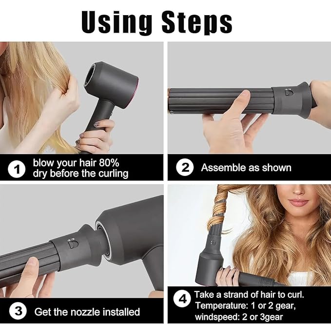 40MM 2 in 1 Curling Styler Irons Attachment for Dyson Airwrap Supersonic Hair Dryer HD01 HD02 HD03 HD04 HD08 Automatic Curling Barrels Curl Hair Styler Tool Gold