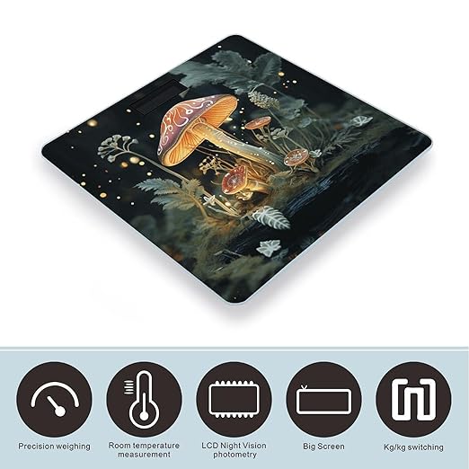 Butterfly Mushroom Scale for Body Weight Safe Rounded Corners Tempered Glass Digital Bathroom Scale LED Display 400lb Capacity Weight Scales with High Precision Sensors