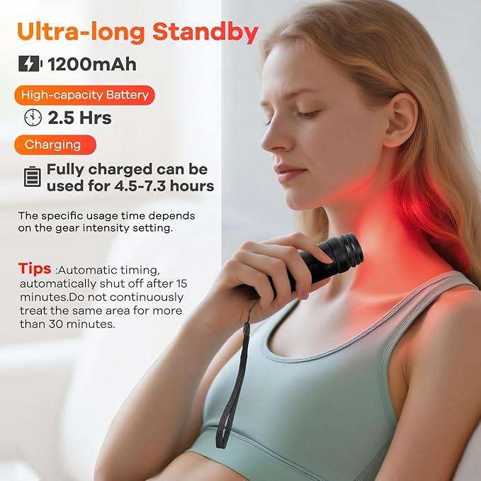 AFFLAT Red Light Therapy Flashlight for Pain Relief – Portable Infrared &amp Near Infrared Light Therapy Device for Joint Muscle Body &amp Face Inflammation 3 Wavelengths 4 Professional Combinat