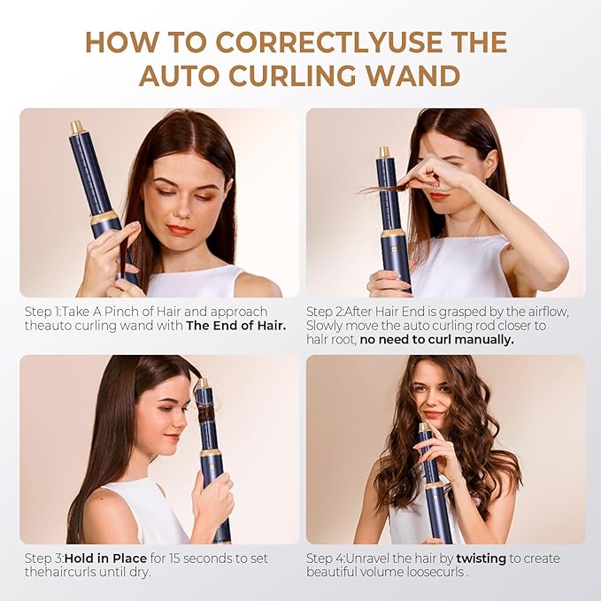 5 in 1 Blow Dryer Brush Negative Ion Hair Dryer Brush Set Upgrade Hot Air Brush Air Styler Curling Wrap Air Curler Curling Iron Hair Styling Tools As A Gift for Straight/Curl/Drying/Smoothing