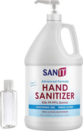 Sanit Moisturizing Hand Sanitizer Gel 70% Alcohol - Kills 99.99% Germs Advanced Formula with Vitamin E and Aloe Vera - Soothing Gel Fresh Scent Made in USA - 1 Gallon with Pump &amp 2oz Refill Bot